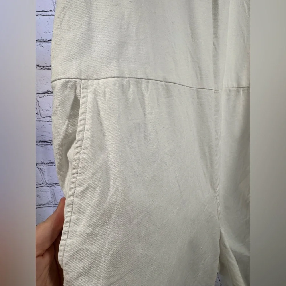 Eileen Fisher Cotton Hemp White Sleeveless Jumpsuit